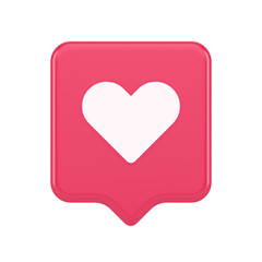 Wall Mural - dating application mobile interface button with heart social network communication 3d speech bubble 