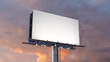 © RocknRoller Studios - Marketing Billboard. Blank Large Format Sign against a Dusk Sky. Design Template.