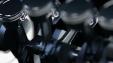Animation Of Working V8 Engine Inside In Slow Motion 3D Full HD.