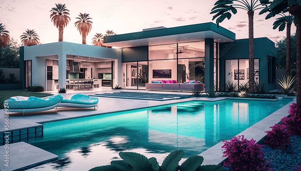 outdoor living concept, modern minimalist architecture design with ...