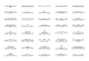 vector set of floral dividers ornaments elements for page decoration and frame design.