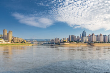 Wall Mural - Chongqing city FuLing district against a blue sky