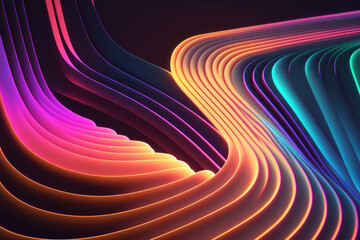 Wall Mural - 3d illustration of an abstract background with flowing neon lights