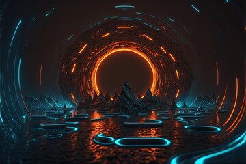 Wall Mural - 3d illustration of an abstract futuristic warp background