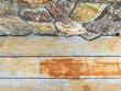 Abstract ancient peeled paint texture, hoirzontal stripe pattern of wooden floor and  grid rock wall background.