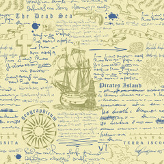 Wall Mural - medieval nautical record of the captain's diary