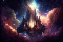 Pipe Organ In Deep Space Nebula Illustration Generative Ai