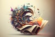 World Book and copyright Day abstract. Open book Concept. illustration generative ai