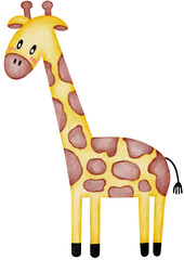 cute giraffe cartoon watercolor illustration