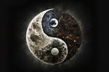 Yin Yang Symbol Icon In Artistic Style. Generative AI