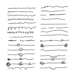 Wall Mural - Set of artistic pen brushes.Doodles, ink brushes.Set of vector grunge brushes. Collection of strokes of markers. Set of wavy horizontal lines