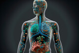 Fototapeta  - 3d illustration of the human microbiome