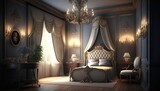 Fototapeta Londyn - Luxury bedroom natural light created with AI