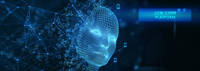 Low Code software development platform technology concept. 3d illustration