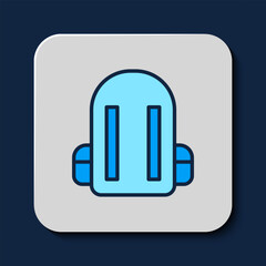 Poster - Filled outline School backpack icon isolated on blue background. Vector