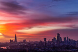 Fototapeta Nowy Jork - A beautiful sunset sky with vibrant colours over the urban skyline of London city, United Kingdom