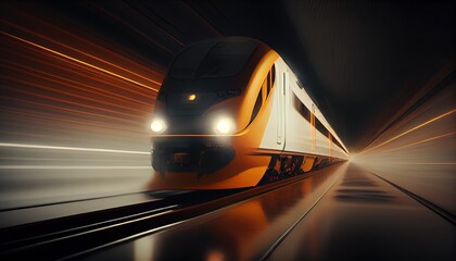 Wall Mural - High speed train with motion blur effect. generative ai 