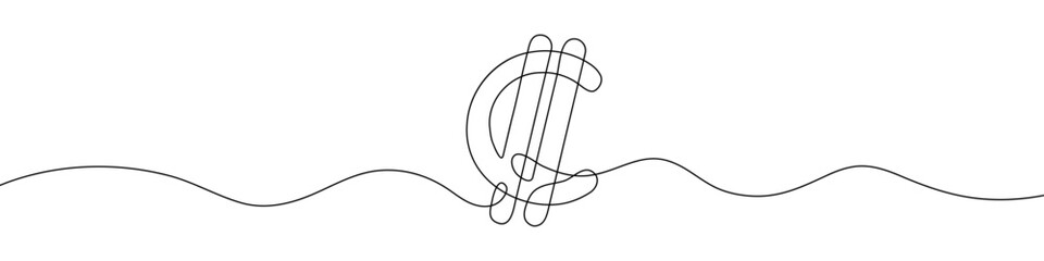 Poster - Continuous line drawing of Costa Rica Colon currency symbol. Line art of the Costa Rican colon currency symbol. Vector illustration.