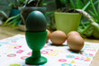 easter eggs with decoration and plants