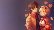 Adventurous Anime Couple in Cool Outfits for Valentine's Day - Graphic Illustration Banner Art - Generative AI