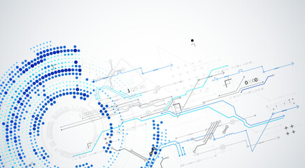 Abstract technology concept. Circuit board, high computer background. Vector illustration with space for content, web - template, business tech presentation.