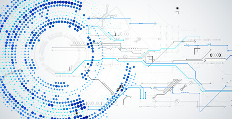 Abstract technology concept. Circuit board, high computer background. Vector illustration with space for content, web - template, business tech presentation.