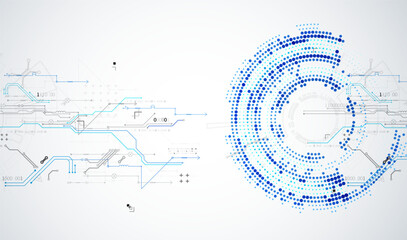Abstract technology concept. Circuit board, high computer background. Vector illustration with space for content, web - template, business tech presentation.