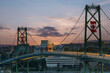 Angus L. Macdonald Bridge at dusk. It connects Halifax and Dartmouth, Nova Scotia.