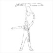© Elena - Acrobatic, balance, performance, cooperation concept. Hand drawn acrobats on scene . Isolated vector illustration , acrobatics, sketch illustration
