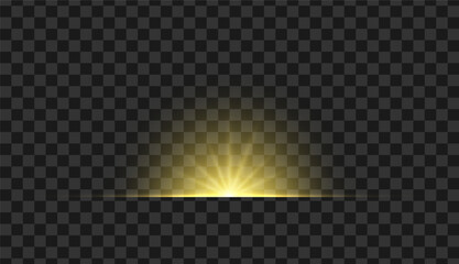 Wall Mural - golden glowing light. gold glow flash with sparcle. vector sunrise effect. realistic shiny beam set