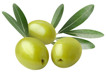 Wall Mural - Delicious green olives with leaves cut out