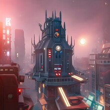 Big Ben At Night Beautiful Highly Detailed Futuristic Hyper-realistic City Unique Art Generative AI