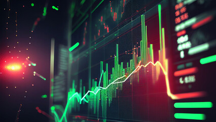 Wall Mural - financial chart graph stock market monitor background trading Professional analysis Generative AI.