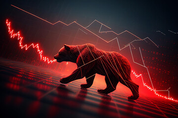 Wall Mural - stock bear market red downward trend charts on the investment trading pessimistic expectations, gene