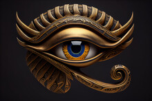Illustration Of Eye With A Tear Egyptian Icon Black Background. AI