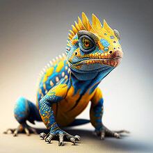 Abstract Lizard Character, Colorful And Cute Animal, Generative AI