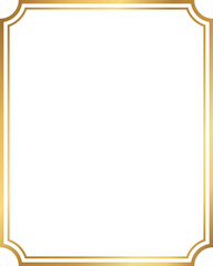Wall Mural - double line rectangle golden frame with inverted rounded corner isolated on transparent background, 