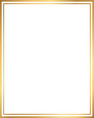 Double line rectangle golden frame  isolated on transparent background, luxury gold border design 4 : 5 scale rotio art work