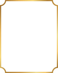 Wall Mural - rectangle golden frame with inverted rounded corner isolated on transparent background, luxury gold 