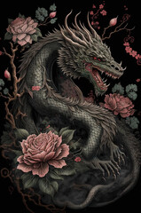 illustration of the traditional chinese dragon