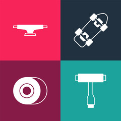 Poster - Set pop art Skateboard T tool, wheel, and icon. Vector