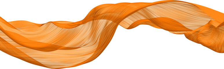 Wall Mural - Fabric Flowing Cloth Wave, orange Waving Silk Flying Textile, 3d rendering