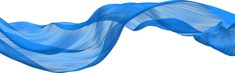 Fabric Flowing Cloth Wave, Blue Waving Silk Flying Textile, 3d rendering