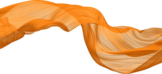 Fabric Flow Cloth Wave, orange Waving Silk Flying Textile, 3d rendering