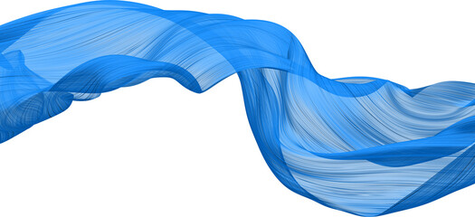 Fabric Flow Cloth Wave, Blue Waving Silk Flying Textile, 3d rendering