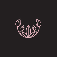 floral  abstract logo on the black background.