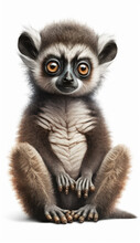 Little Lemur Cute Children Illustration. Isolated. Illustration Of The Character.