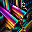 colorful metal pipes background, ai generation