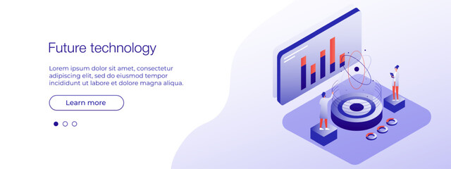 Future technology banner template concep in isometric vector illustration. Vector web banner layout template. Vector illustartion EPS 10