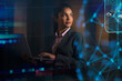 © IndiaPix - Digitally enhanced shot of a  technician/businesswoman working with virtual reality projection